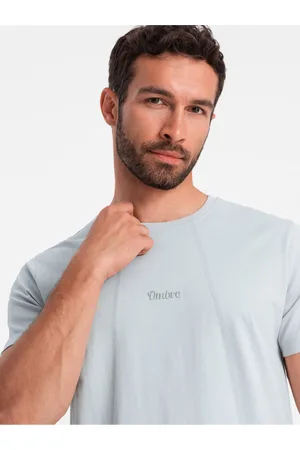 Ombre Clothing Šedé pánské tričko s jemnou výšivkou