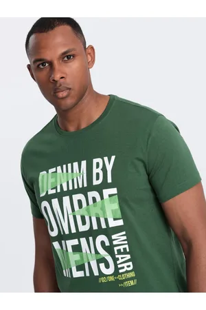 Ombre Clothing Zelené pánské bavlněné tričko
