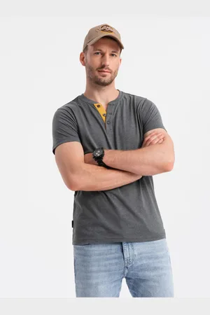 Ombre Clothing Šedé pánské tričko s kulatým výstřihem