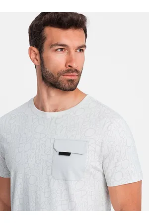 Ombre Clothing Světle šedé pánské tričko s kapsičkou
