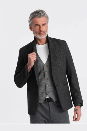 Ombre Clothing Tmavě šedé pánská žakárové sako