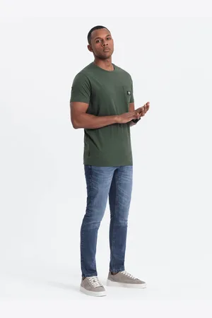 Ombre Clothing Zelené pánské tričko s kapsičkou