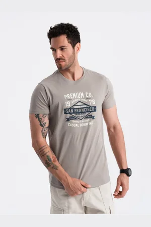 Ombre Clothing Šedé pánské tričko s potiskem San Francisco