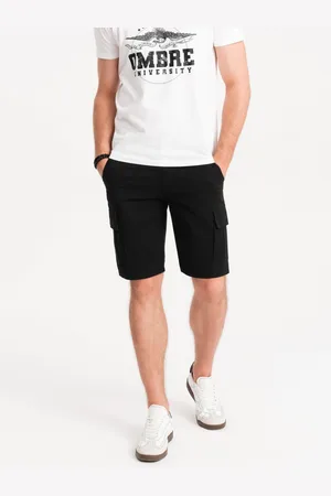 Ombre Clothing Černé pánské cargo kraťasy