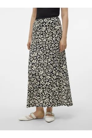 VERO MODA Krémovo- dámská květovaná maxi sukně Alba