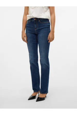 VERO MODA Tmavě modré dámské straight fit džíny Flash