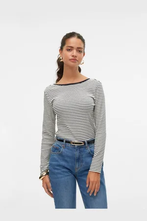 VERO MODA Černo-bílé dámské pruhované tričko Chloe