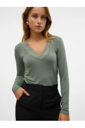 VERO MODA Zelené dámské tričko Rosa