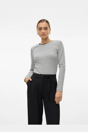 VERO MODA Černo-bílé dámské pruhované tričko Chloe