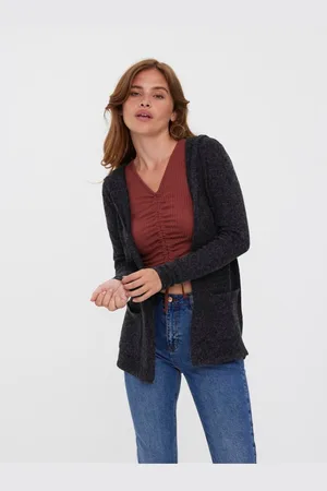 VERO MODA Černý kardigan s kapucí Doffy