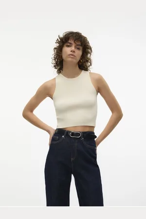 VERO MODA Béžový dámský crop top Ginny