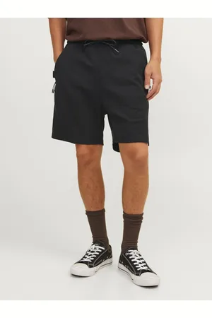 JACK & JONES Černé pánské teplákové kraťasy Gordon