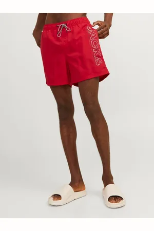 JACK & JONES Červené pánské plavky Fiji