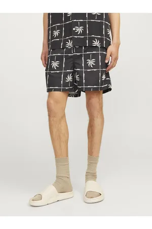 JACK & JONES Černé pánské vzorované plavky Fiji