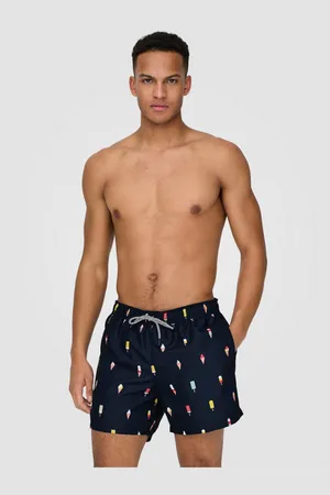 Only & Sons Tmavě modré pánské vzorované plavky Ted