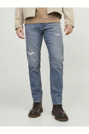 JACK & JONES Modré pánské tapered fit džíny Mike