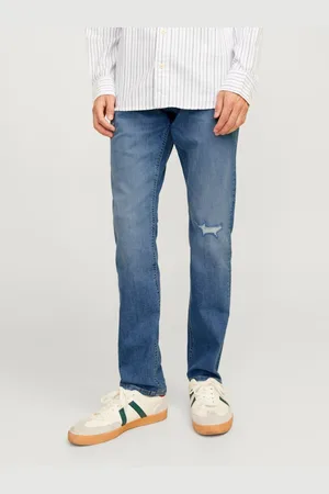 JACK & JONES Modré pánské slim fit džíny Glenn
