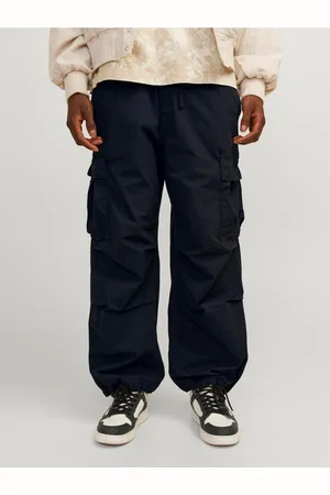 JACK & JONES Černé pánské cargo kalhoty Parachute