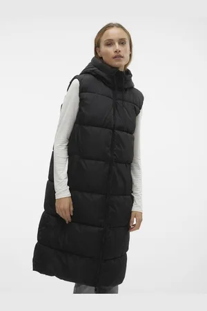 VERO MODA Černá dámská dlouhá prošívaná vesta Ligaane