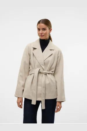 VERO MODA Béžový dámský krátký kabát Fortuneaya