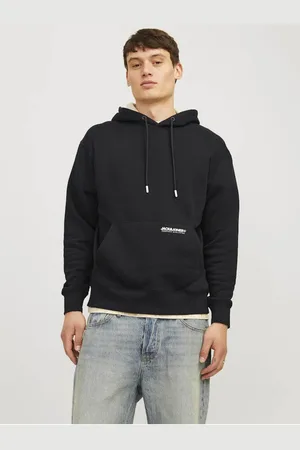 JACK & JONES Černá pánská mikina s kapucí Elegacy
