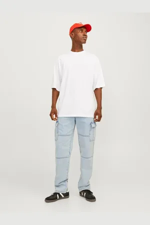 JACK & JONES Světle modré pánské straight fit džíny Eddie