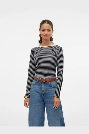 VERO MODA Bílo-černé dámské pruhované tričko Chloe
