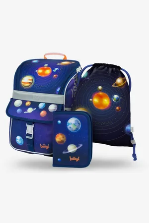 Baagl Modrý školní set Zippy - aktovka, penál, sáček Planety