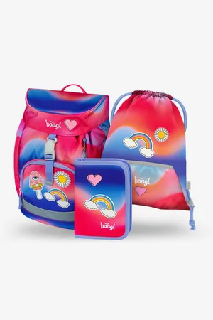 Baagl Červený 3 SET Airy Hippie: batoh, penál, sáček