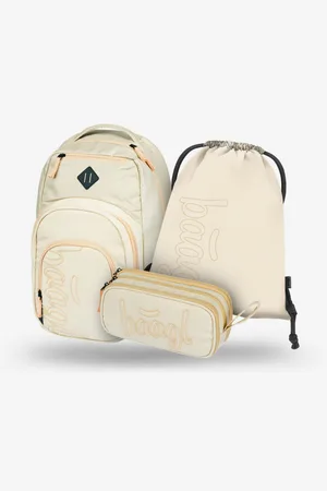 Baagl Béžový školní set - batoh, penál, sáček Coolmate Beige