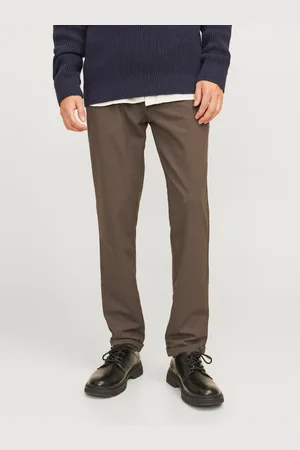 JACK & JONES Tmavě hnědé pánské chino kalhoty Marco