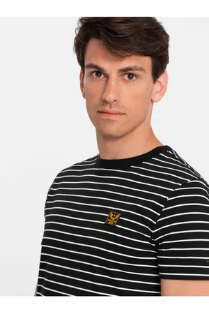 Ombre Clothing Pánské pruhované tričko s nášivkou