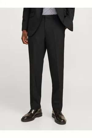 JACK & JONES Černé pánské oblekové kalhoty Brush
