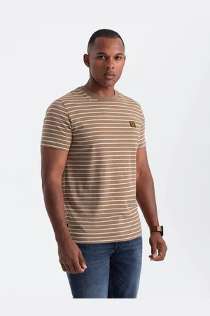 Ombre Clothing Pánské pruhované tričko s nášivkou
