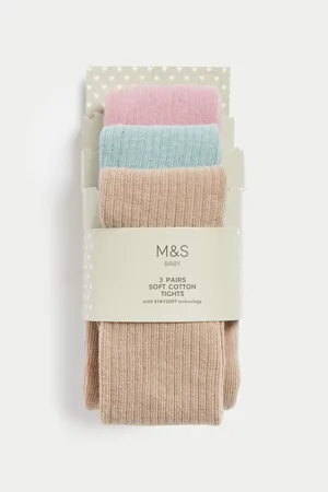Marks & Spencer Sada 3 ks holčičích žebrovaných punčochových kalhot
