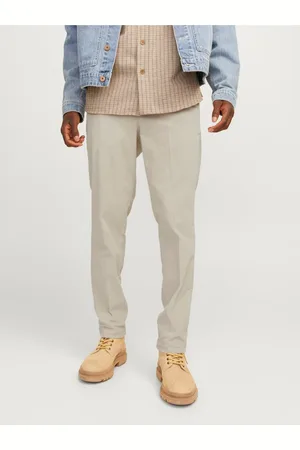 JACK & JONES Béžové pánské manšestrové kalhoty Tace