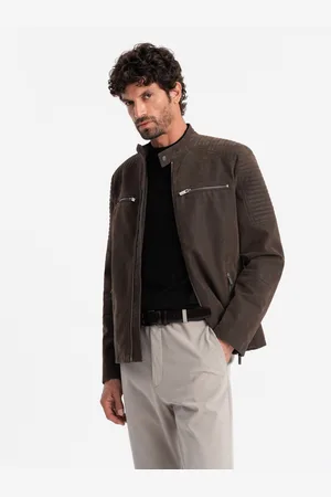 Ombre Clothing Pánská retro motorkářská bunda se stojáčkem V1 OM-JAFL-0197