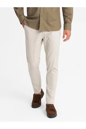 Ombre Clothing Pánské kalhoty chino REGULAR FIT béžové
