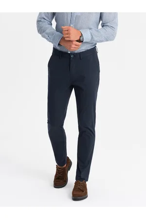 Ombre Clothing Pánské pevné kalhoty chino REGULAR FIT tmavě modré