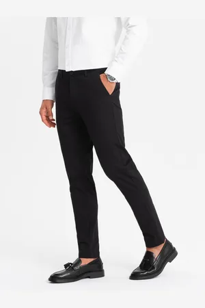 Ombre Clothing Pánské kalhoty REGULAR FIT chinos černé