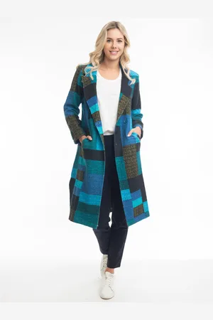 Orientique Modrý dámský kostkovaný kabát Tartan