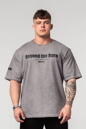 Nebbia Washed-off bavlnený heavyweight tričko GRIND 370