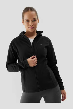 4F Dámská fleece mikina na zip regular s kapucí