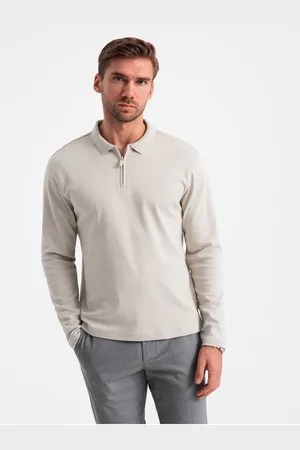Ombre Clothing Pánské polo tričko s dlouhým rukávem