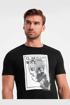 Ombre Clothing Pánské bavlněné tričko s jemnou výšivkou