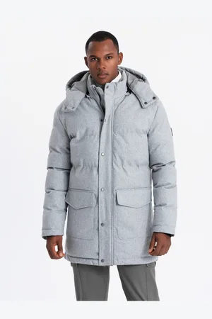 Ombre Clothing Pánská dlouhá teplá bunda parka s vlnou