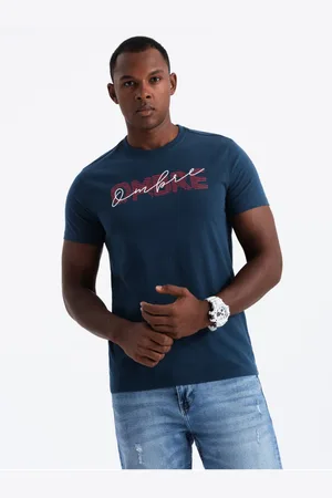 Ombre Clothing Pánské bavlněné tričko s jemnou výšivkou