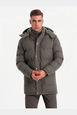 Ombre Clothing Pánská dlouhá teplá bunda parka s vlnou