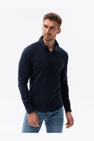 Ombre Clothing Pánská pletená slim košile s dlouhým rukávem