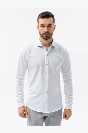 Ombre Clothing Pánská pletená slim košile s dlouhým rukávem